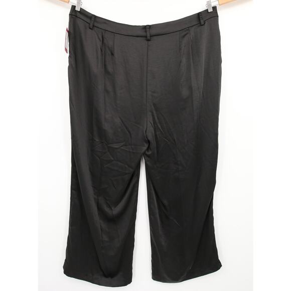 Vince Camuto Dress Pants Black Wide Leg Front Pleat Satin Trouser Pockets 24W - Picture 16 of 16